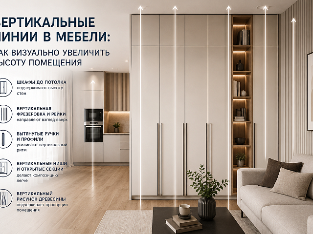 Вертикальные линии в мебели: как визуально увеличить высоту помещения