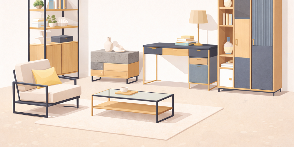 Комбинированные материалы в мебели: тренды 2025 года