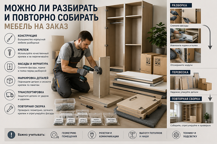 Можно ли разбирать и повторно собирать мебель на заказ