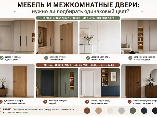Нужно ли подбирать мебель и межкомнатные двери в один цвет