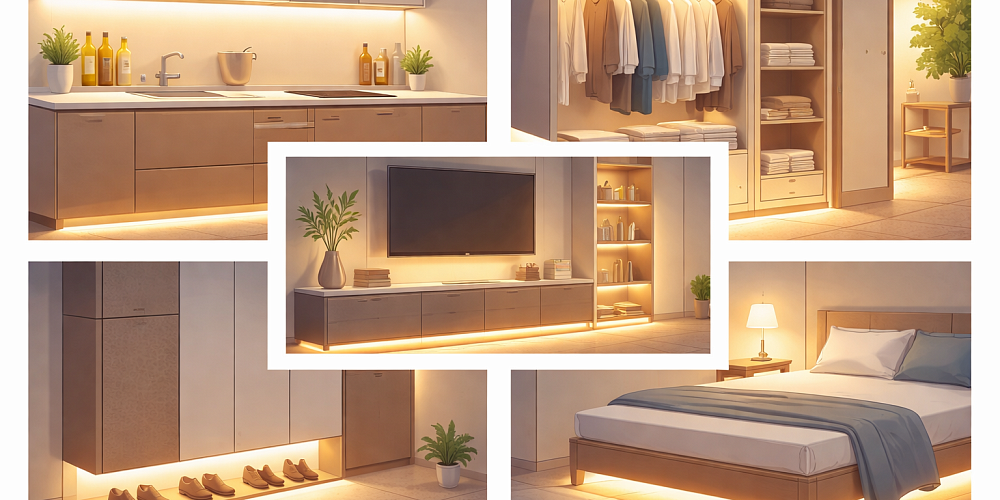 Подсветка мебели: типы, схемы, ошибки
