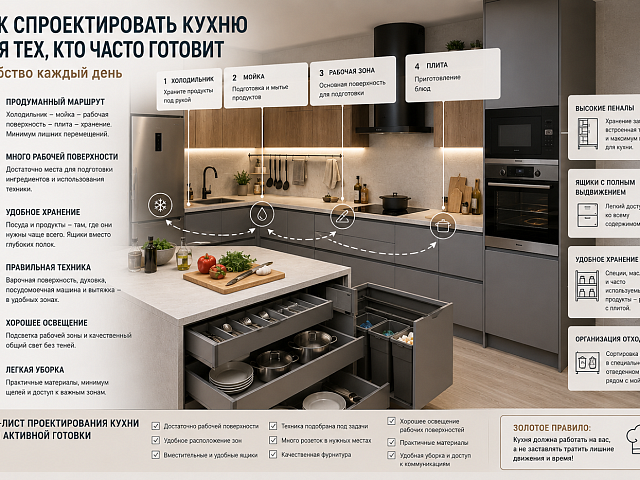 Как спроектировать кухню для тех, кто часто готовит
