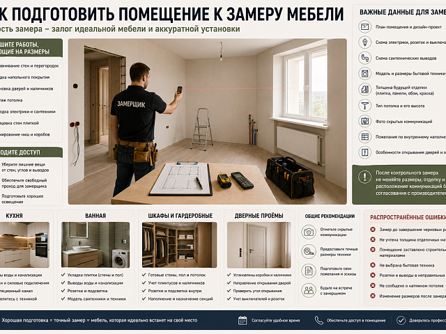 Как подготовить помещение к замеру мебели